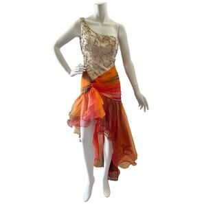 Xtreme of Impression Orange Hi-Low Formal One shoulder Dress size 6